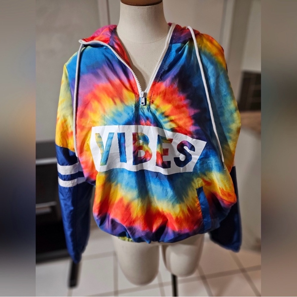 Rue 21 Tie-Dye Vibes Windbreaker with Hood Medium